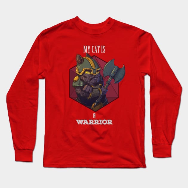 RPG Cat Warrior Long Sleeve T-Shirt by Carlos CD